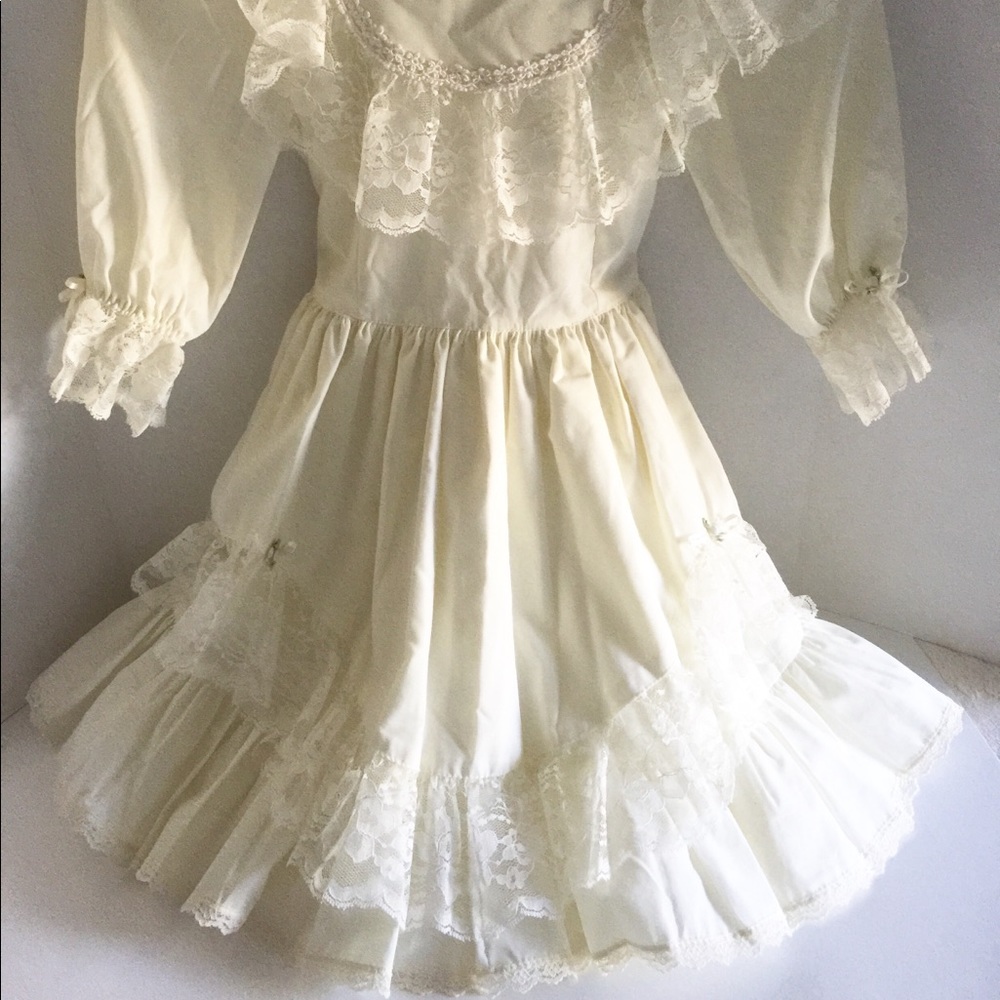 Flower Girl Lace Formal Dress Yellow White